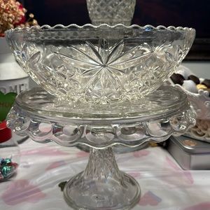 Vintage cut crystal glass bowl